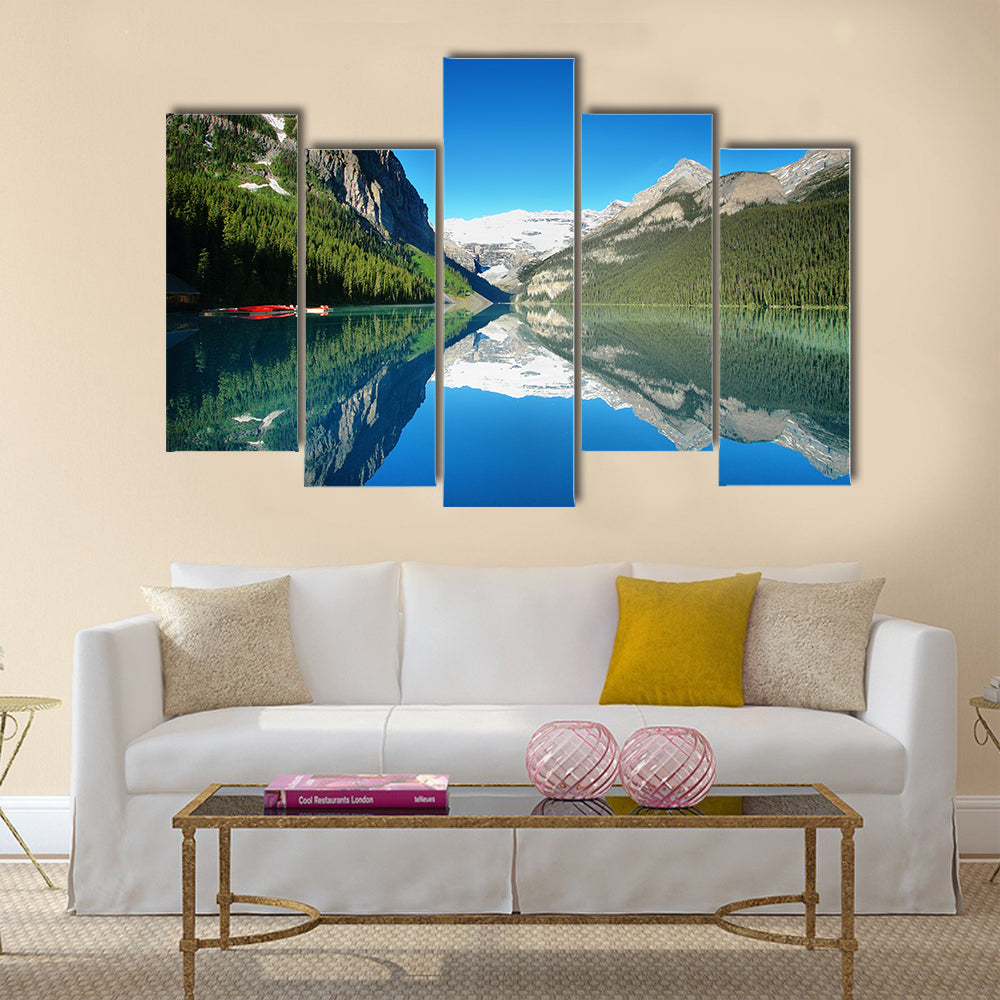 Lake Louise mountain lake panorama multi panel canvas wall art