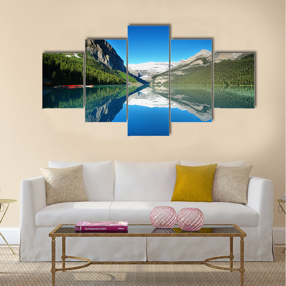 Lake Louise mountain lake panorama multi panel canvas wall art