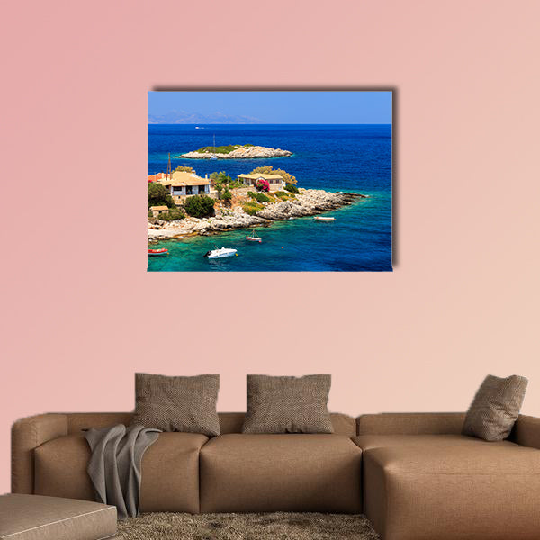 The Idyllic little town at the sea on the island of Zakynthos in summer multi panel canvas wall art