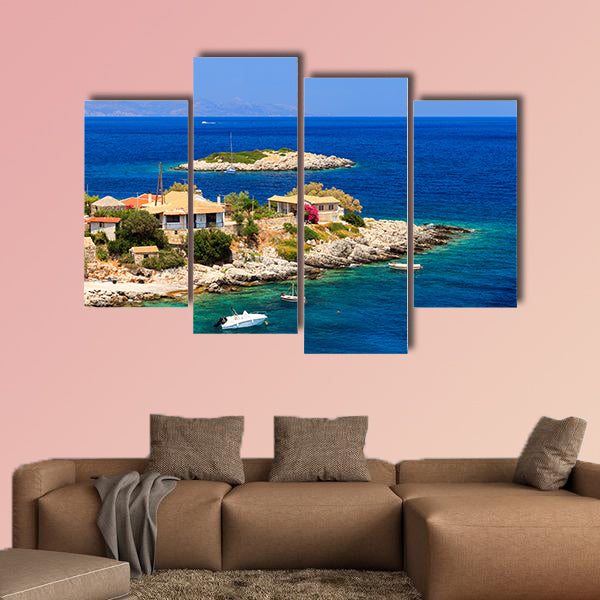 The Idyllic little town at the sea on the island of Zakynthos in summer multi panel canvas wall art
