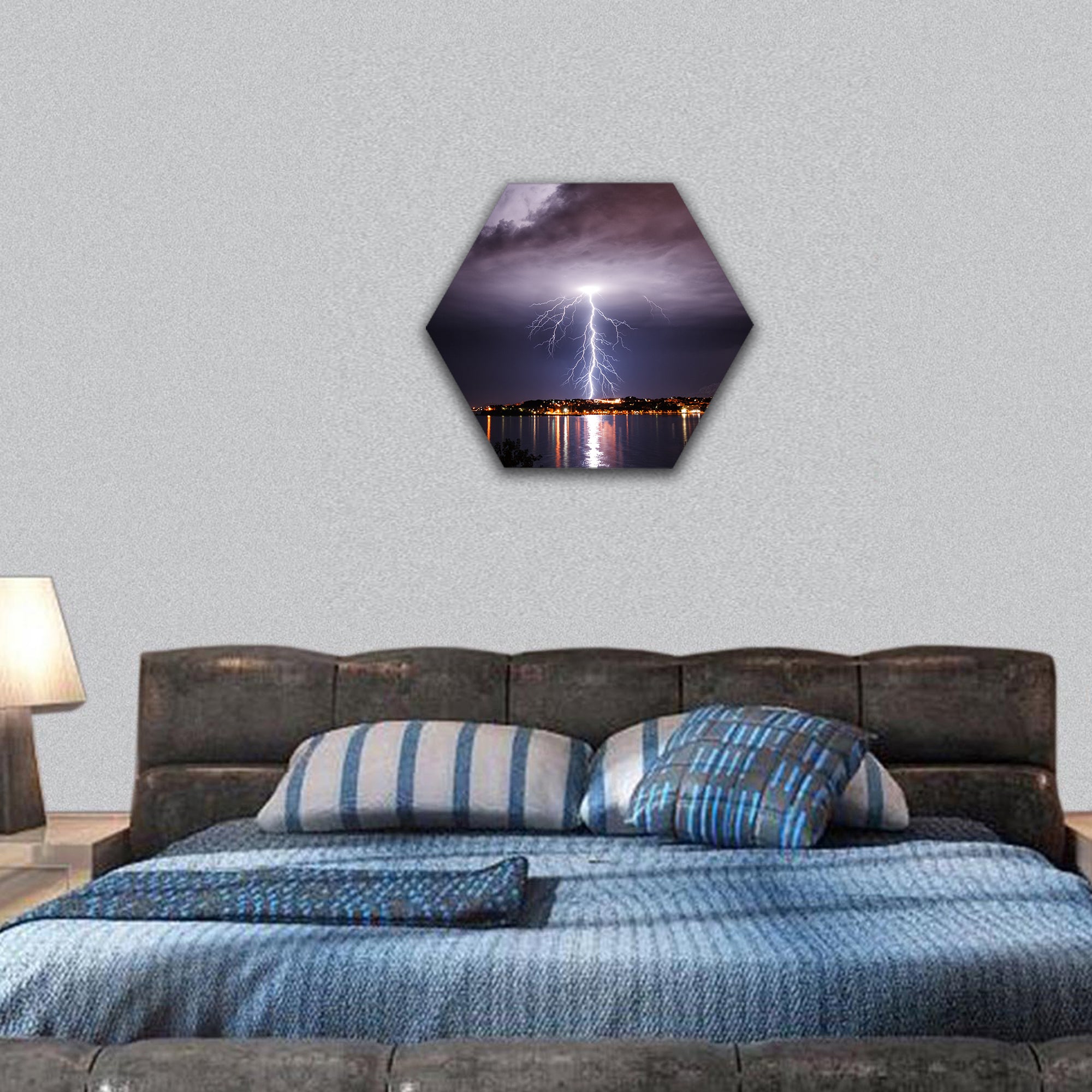 Storm on the coast of Adriatic, Croatia hexagonal canvas wall art