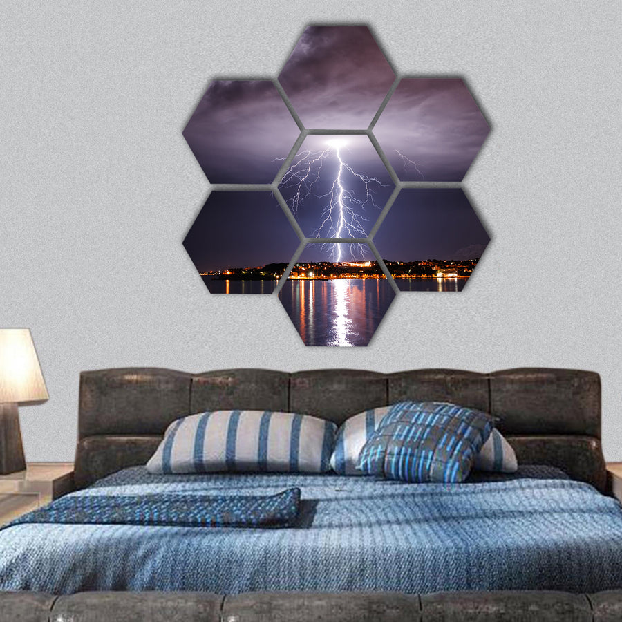 Storm on the coast of Adriatic, Croatia hexagonal canvas wall art