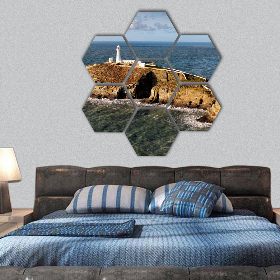 South Stack Lighthouse on Anglesey hexagonal canvas wall art