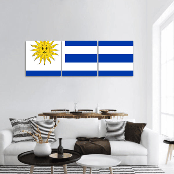 Uruguay Flag panoramic canvas wall art