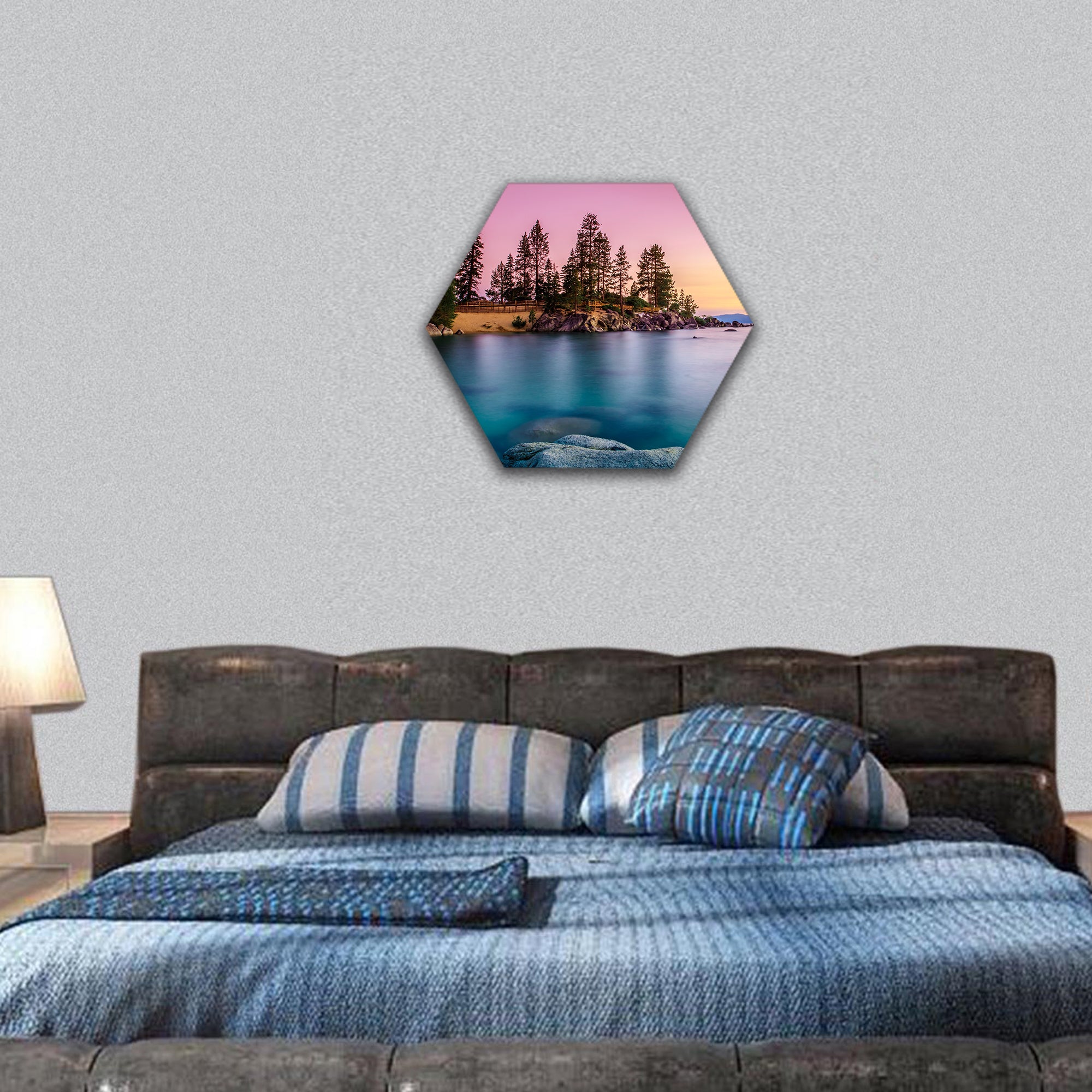 Lake Tahoe hexagonal canvas wall art