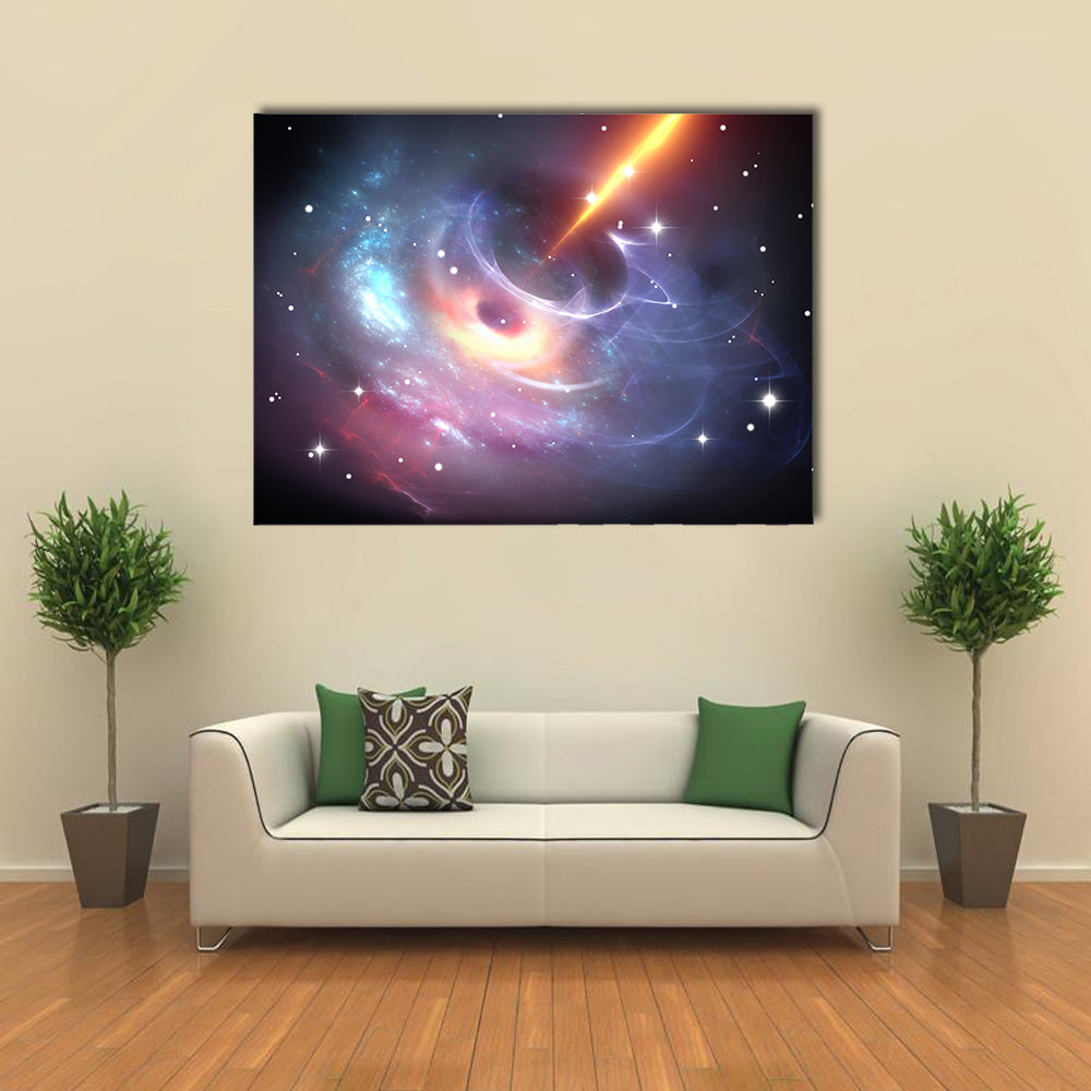 View Of Heavy Black Hole with Plasma Jet Multi Panel Canvas Wall Art
