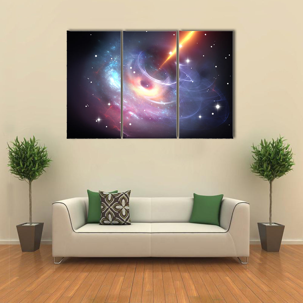 View Of Heavy Black Hole with Plasma Jet Multi Panel Canvas Wall Art
