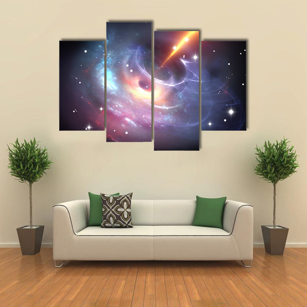 View Of Heavy Black Hole with Plasma Jet Multi Panel Canvas Wall Art