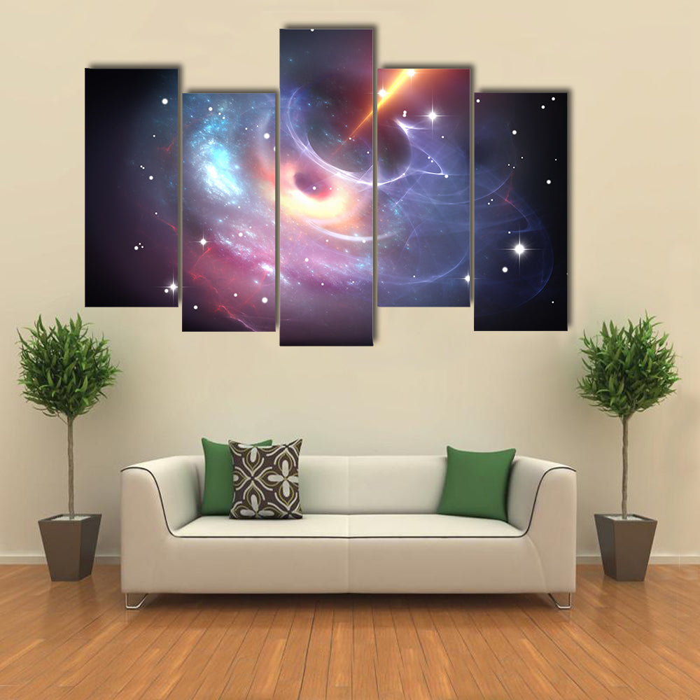 View Of Heavy Black Hole with Plasma Jet Multi Panel Canvas Wall Art