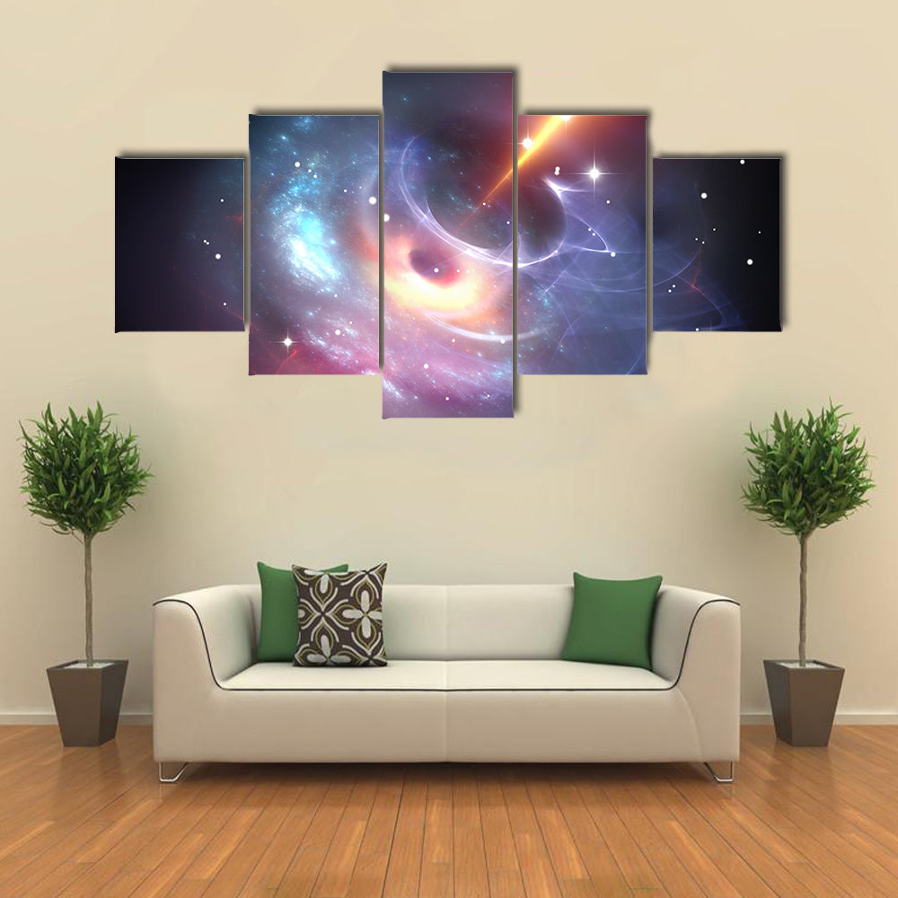 View Of Heavy Black Hole with Plasma Jet Multi Panel Canvas Wall Art