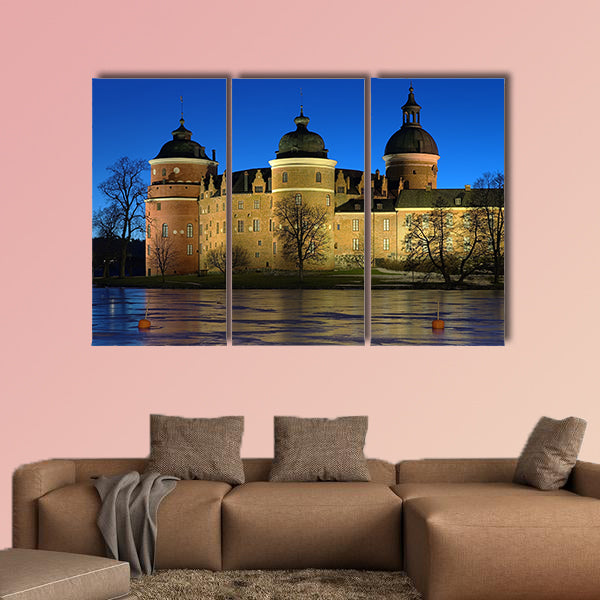 View of the Gripsholm Castle from the Lake Malaren multi panel canvas wall art
