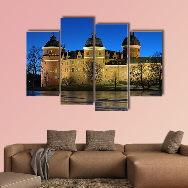View of the Gripsholm Castle from the Lake Malaren multi panel canvas wall art