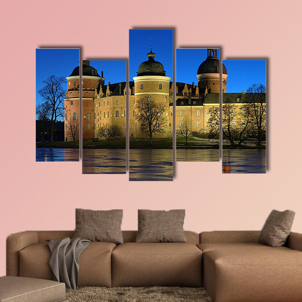 View of the Gripsholm Castle from the Lake Malaren multi panel canvas wall art