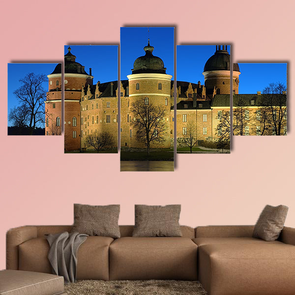 View of the Gripsholm Castle from the Lake Malaren multi panel canvas wall art