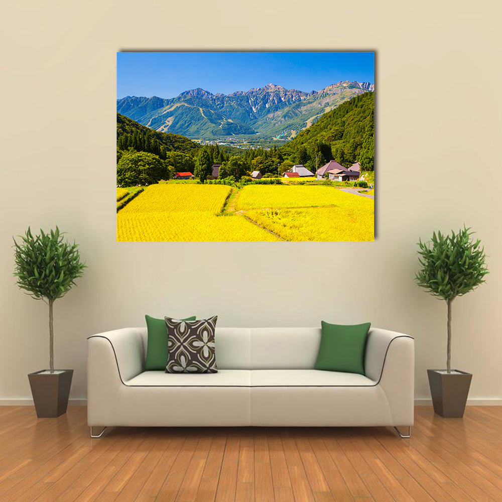 Japan Alps and rice field, Hakuba village, Nagano, Japan multi panel canvas wall art