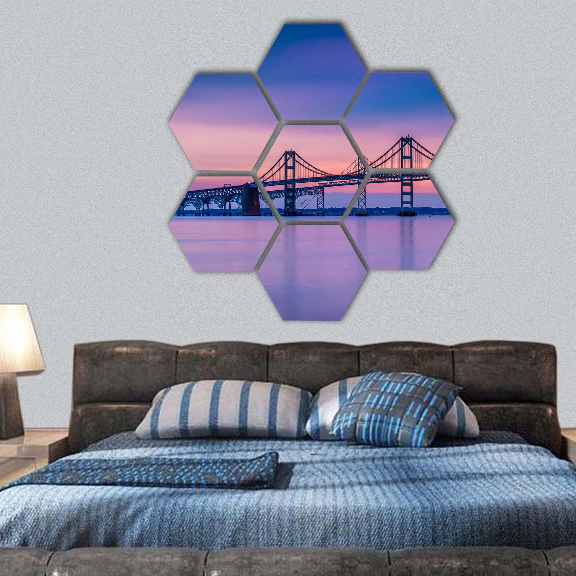 Chesapeake Bay Bridge, Maryland hexagonal canvas wall art