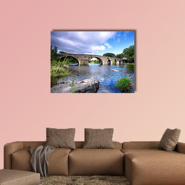 Bridge and river in El barco de Avila, Spain, Multi Panel Canvas Wall Art