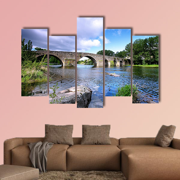 Bridge and river in El barco de Avila, Spain, Multi Panel Canvas Wall Art