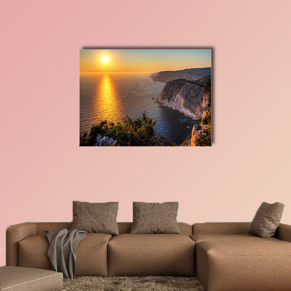 Beautiful sunset at the cliffs of Keri on the island Zakynthos multi panel canvas wall art