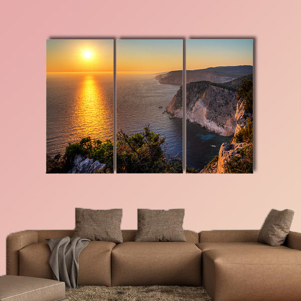 Beautiful sunset at the cliffs of Keri on the island Zakynthos multi panel canvas wall art