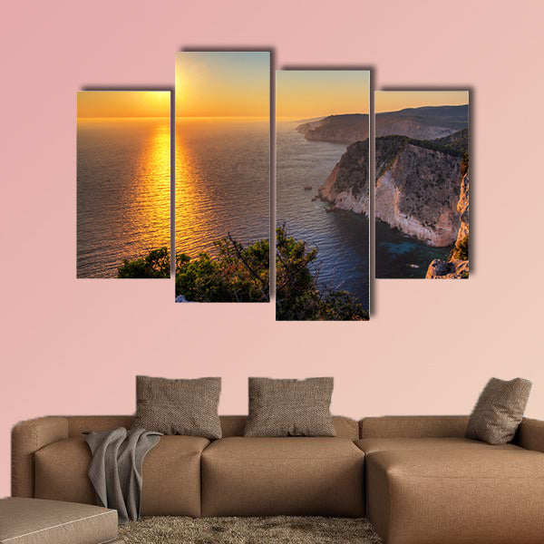 Beautiful sunset at the cliffs of Keri on the island Zakynthos multi panel canvas wall art