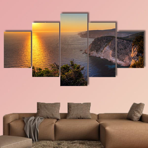 Beautiful sunset at the cliffs of Keri on the island Zakynthos multi panel canvas wall art