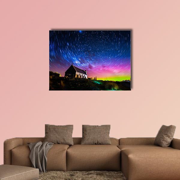 Star trails and Aurora light at Church of the Good wall art