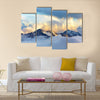 Alpine landscape with peaks covered by snow and clouds Multi panel canvas wall art