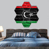 Libya Flag painted on brick wall hexagonal canvas wall art