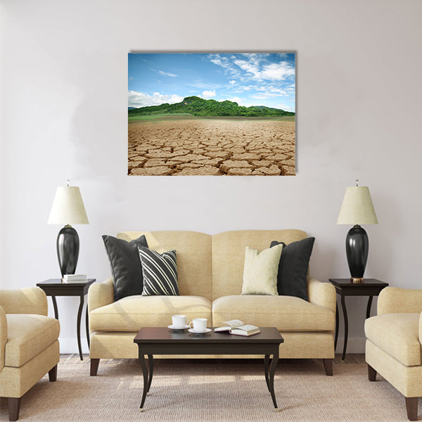 cracked earth - concept image of global warming Multi Panel Canvas Wall Art