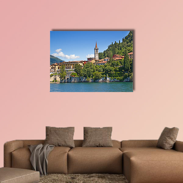 Panoramic view of Cernobbio town multi panel canvas wall art