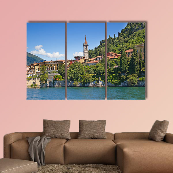 Panoramic view of Cernobbio town multi panel canvas wall art