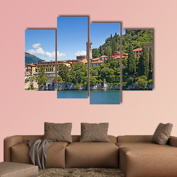 Panoramic view of Cernobbio town multi panel canvas wall art