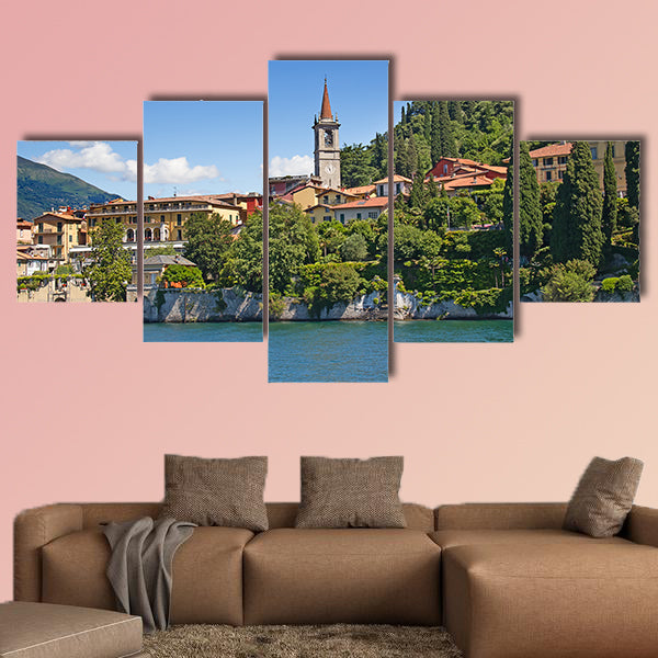 Panoramic view of Cernobbio town multi panel canvas wall art