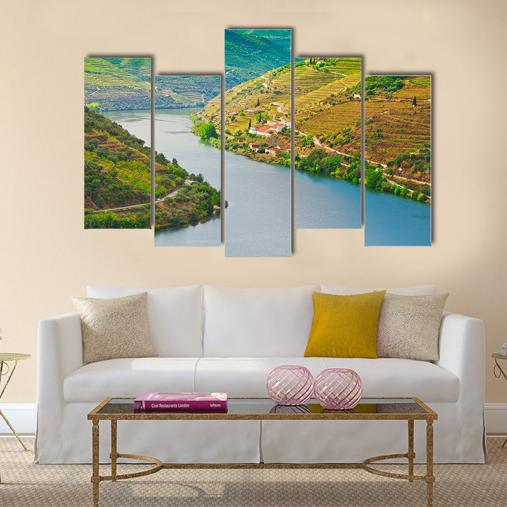 The Vineyards in the Valley of the River Douro, Portugal Multi Panel Canvas Wall Art