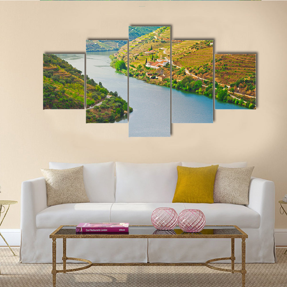 The Vineyards in the Valley of the River Douro, Portugal Multi Panel Canvas Wall Art