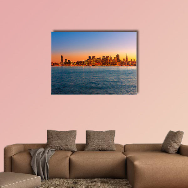  San Francisco sunset skyline in California multi panel canvas wall art