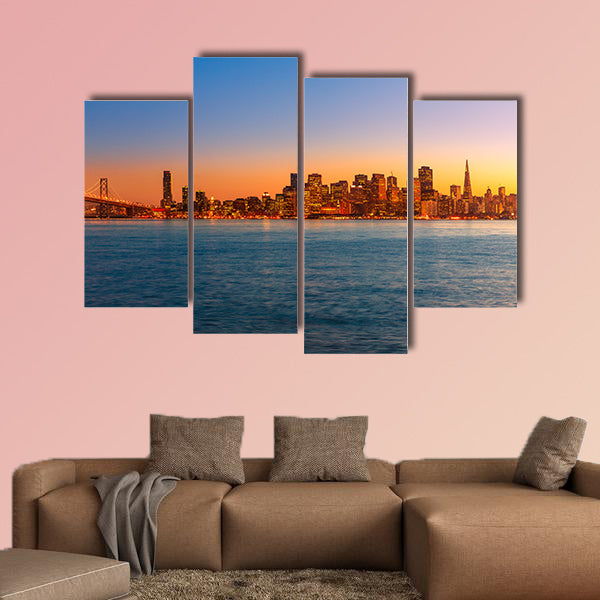  San Francisco sunset skyline in California multi panel canvas wall art