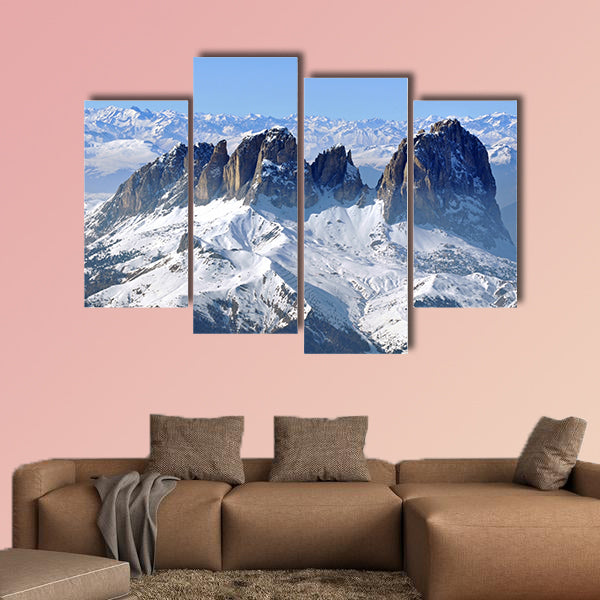The Ski resort in a snow covered mountain Dolomites, Italy multi panel