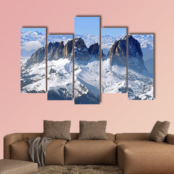 The Ski resort in a snow covered mountain Dolomites, Italy multi panel