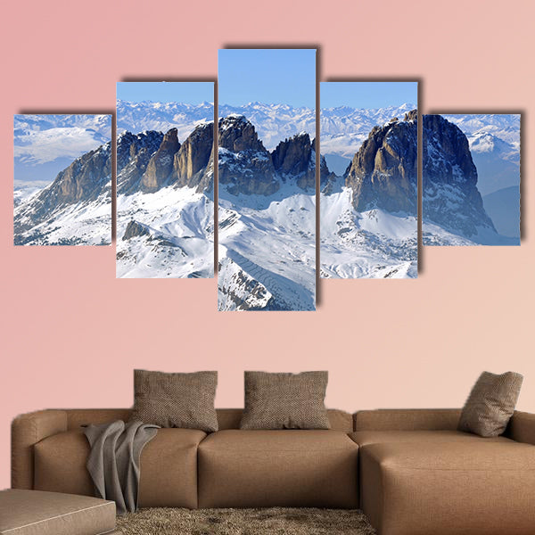 The Ski resort in a snow covered mountain Dolomites, Italy multi panel