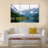 The summer view to Sognafjord and village in Norway multi panel canvas wall art