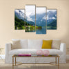 The summer view to Sognafjord and village in Norway multi panel canvas wall art