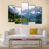 The summer view to Sognafjord and village in Norway multi panel canvas wall art