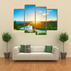 Beautiful sunset over the bend of the river Clutha, New Zealand multi panel canvas wall art