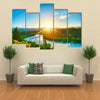 Beautiful sunset over the bend of the river Clutha, New Zealand multi panel canvas wall art