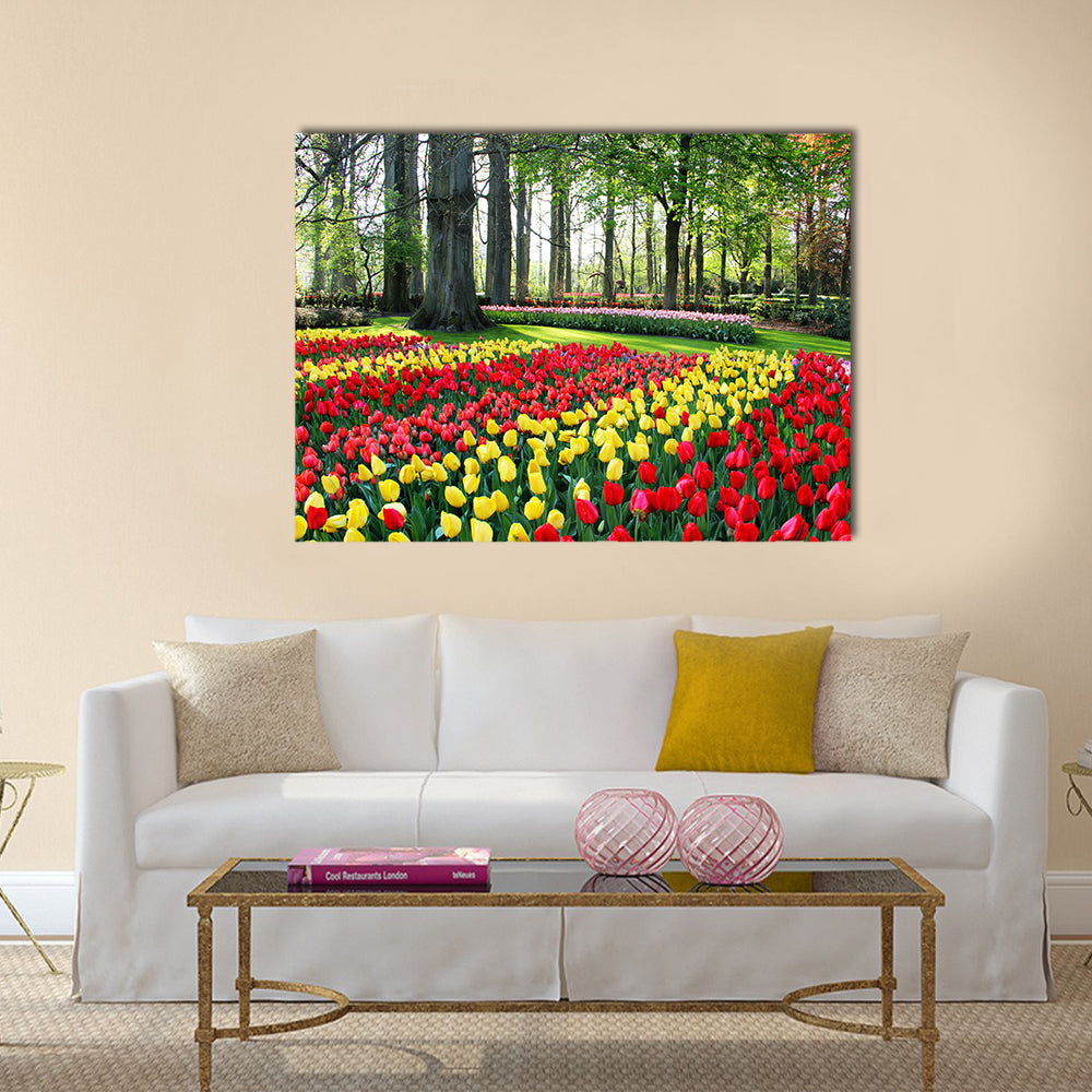 Mix of Holland tulips and spring hyacinths multi panel canvas wall art