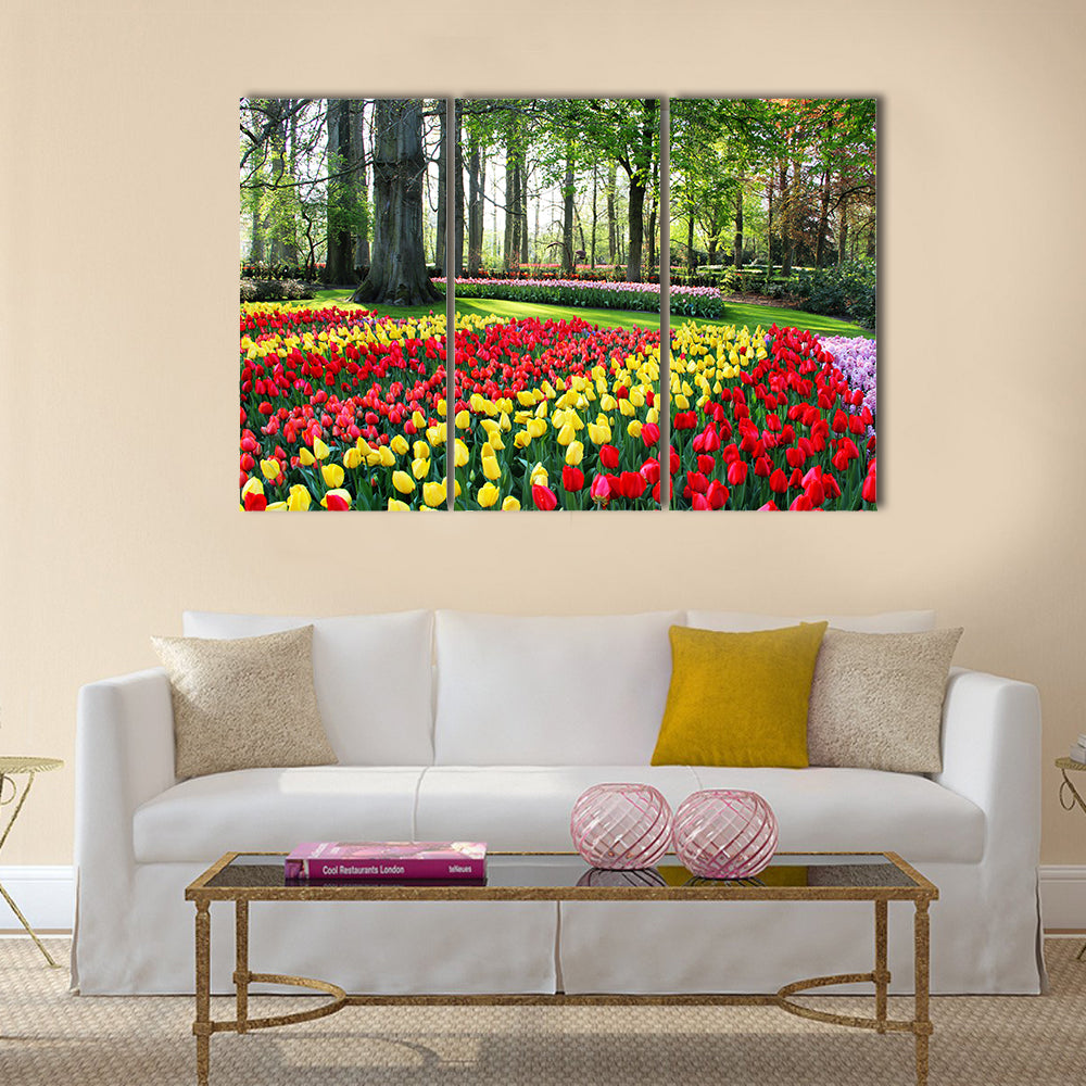 Mix of Holland tulips and spring hyacinths multi panel canvas wall art