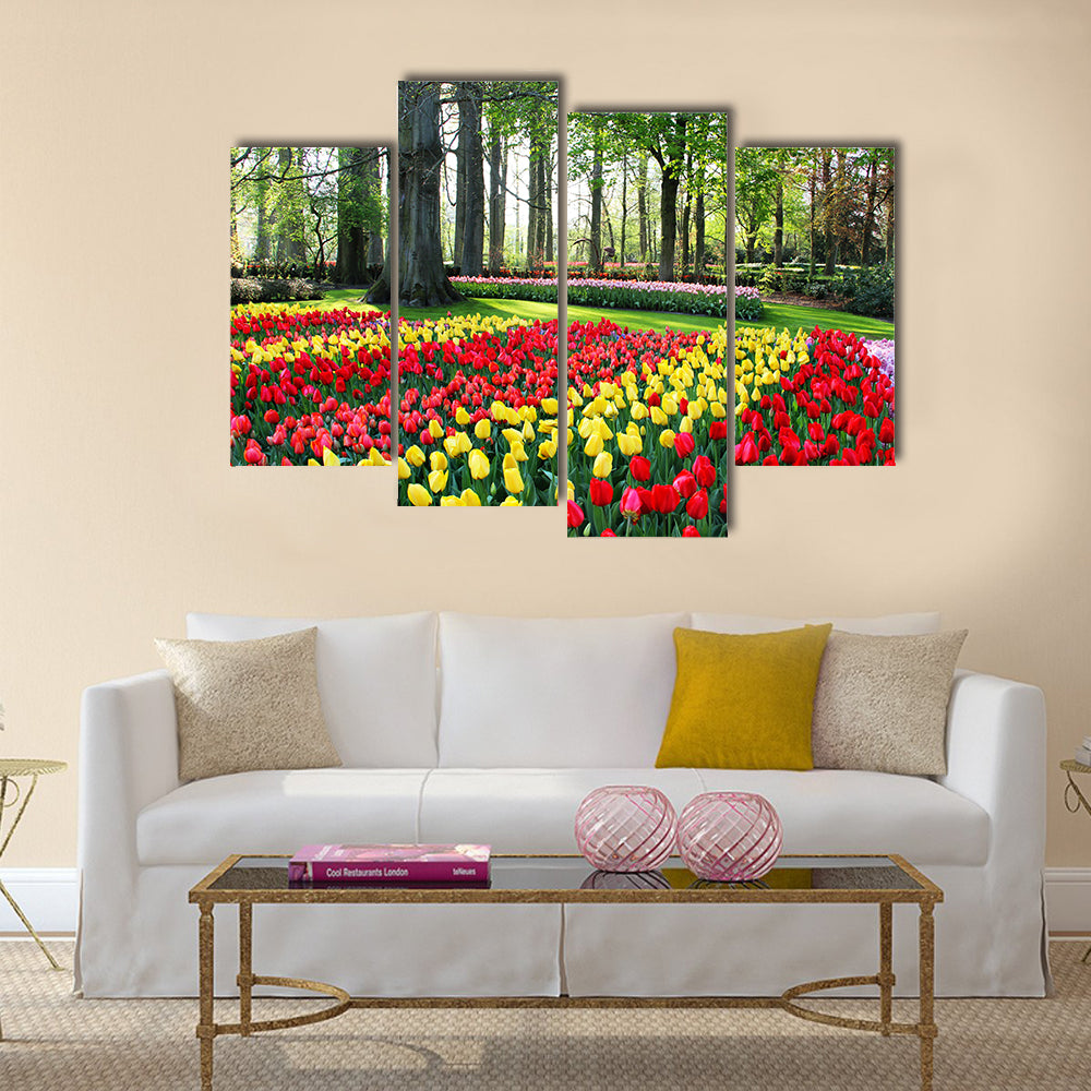 Mix of Holland tulips and spring hyacinths multi panel canvas wall art