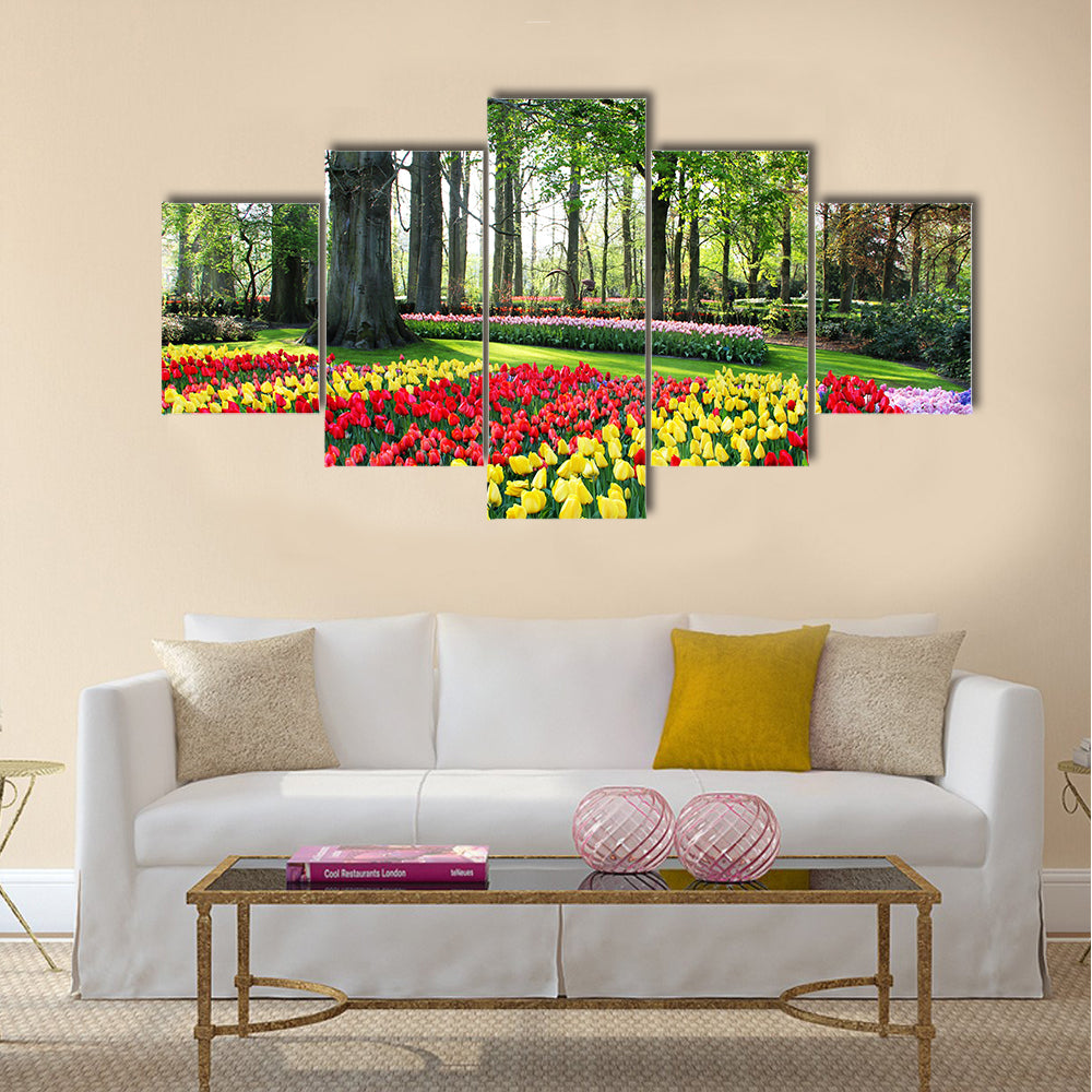 Mix of Holland tulips and spring hyacinths multi panel canvas wall art
